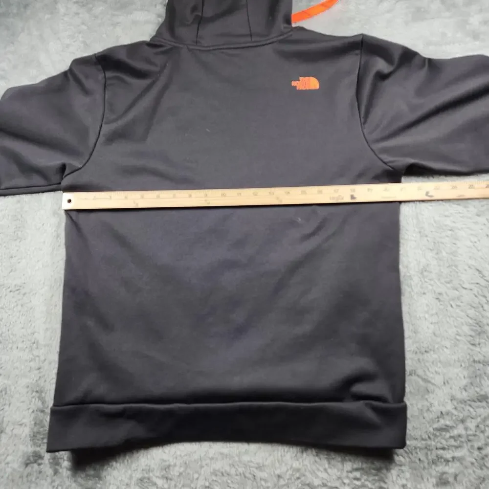 The North Face Hoodie Mens Medium Gray Orange Logo Pullover Fleece Sweatshirt